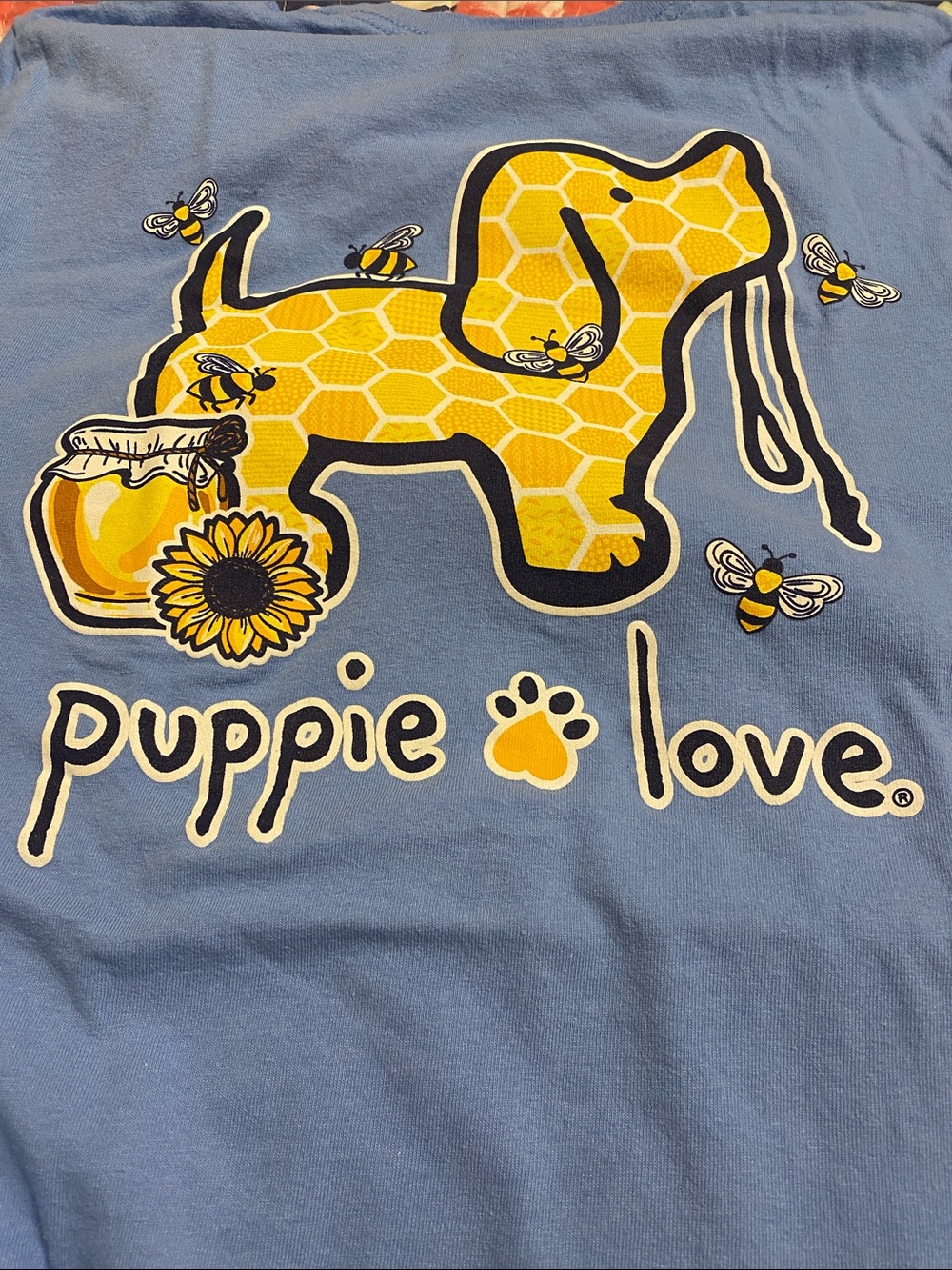 Puppie Love Blue Graphic T-Shirt - Picture 2 of 2